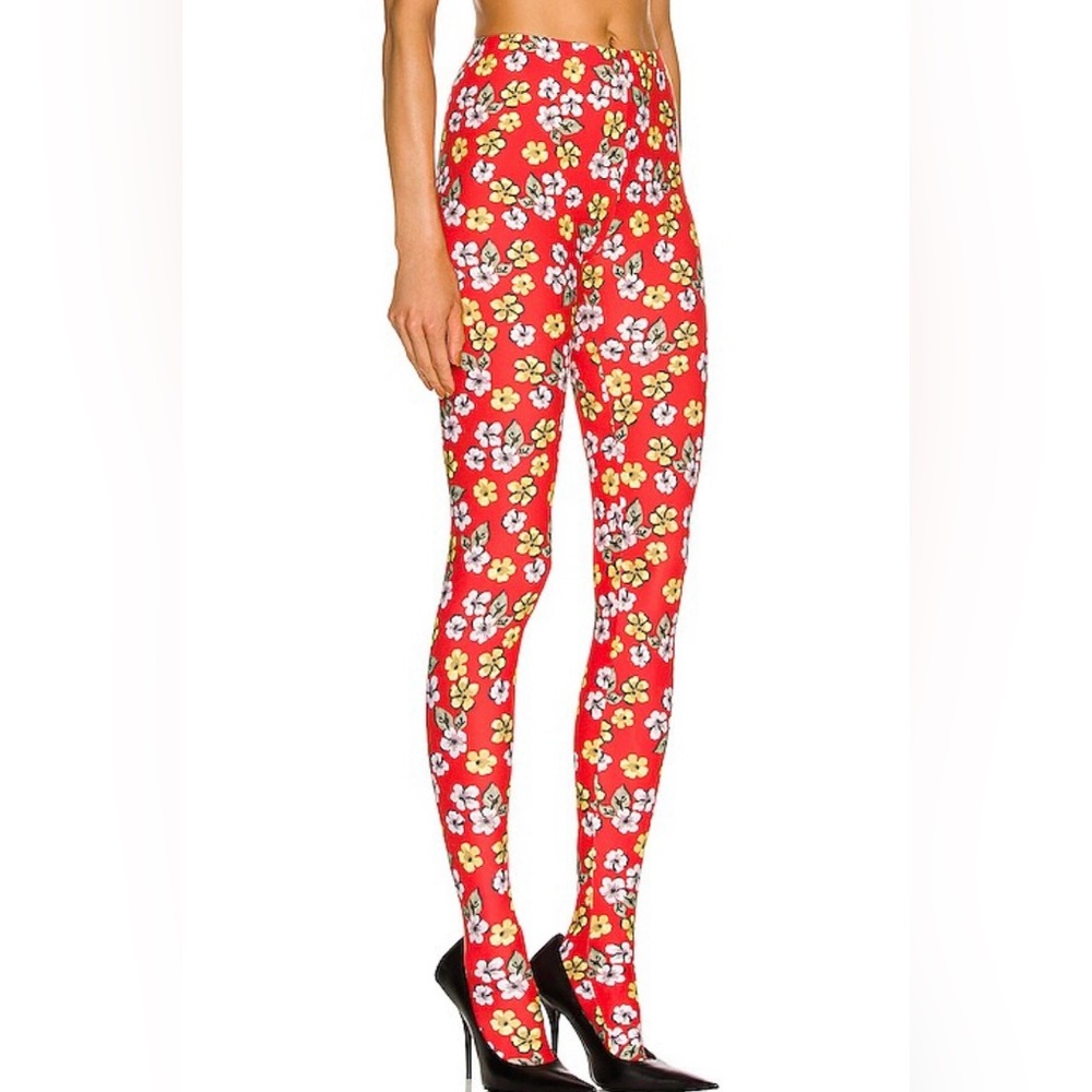Balenciaga Red & White Floral Leggings